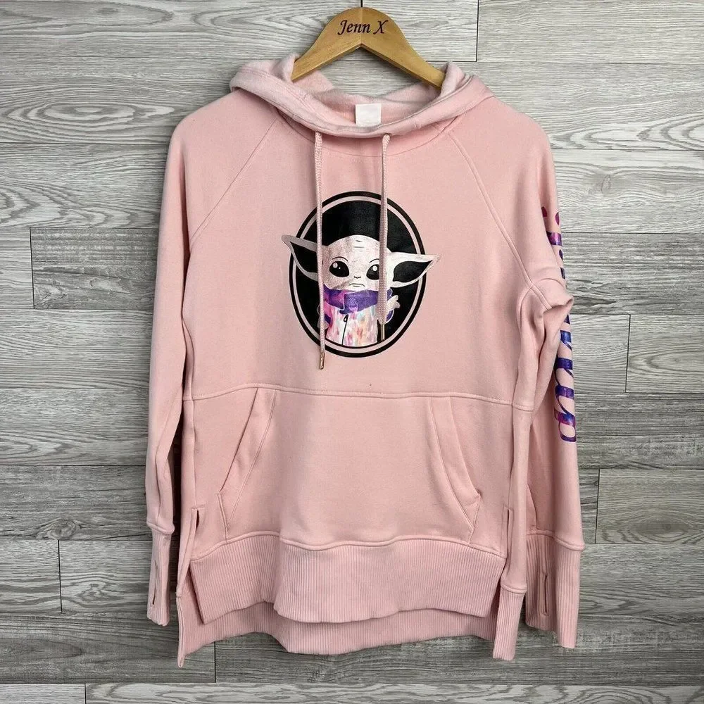 NWOT Athletic Works Customized “Philip” Pink Baby Yoda Hoodie Sweatshirt Men's